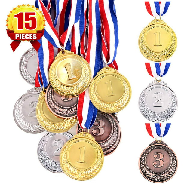 Crown Awards Holiday Medals 2 1/2 Holiday Penguin Silver Glitter Medal with Red Metallic Neck Ribbon 5 Pack Prime